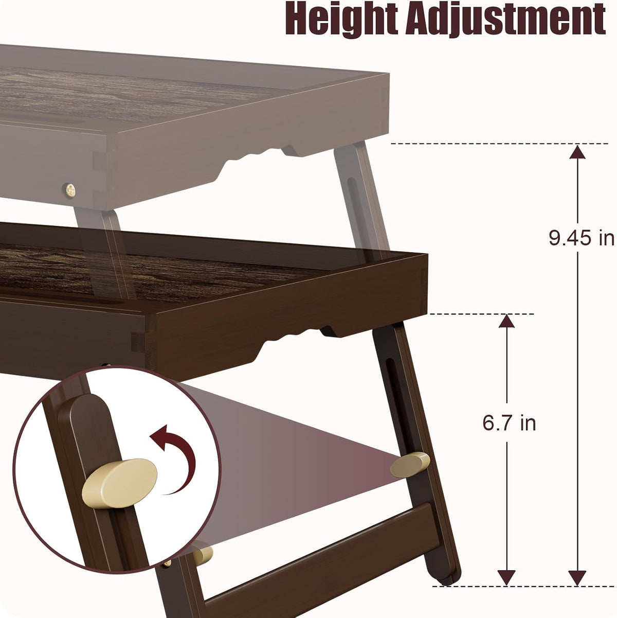 Adjustable Bamboo Bed Tray Table with Device Stand, Large