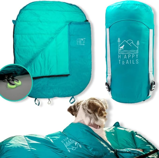 Ultralight Dog Sleeping Bag for Backpacking-Outdoor Dog Bed for Hiking-Packable Sleeping Bag for Dogs-Dog Travel Bed (Glacial Blue | Large)