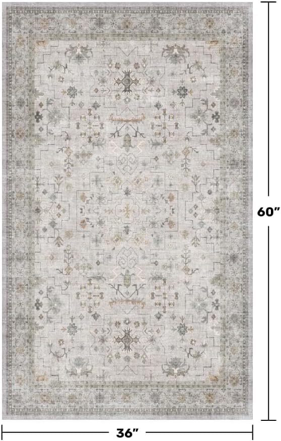 Light Grey 3x5 Large Boho Bathroom Rug