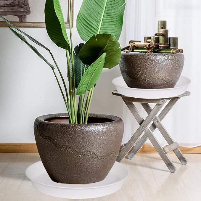 2 Pack of 20 21 inch Plant Saucer Round, Deep Plant Saucers