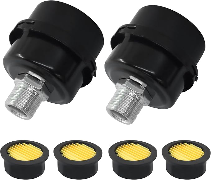 2 Pcs Air Compressor Silencer, 1/2 Inch Thread Intake Filter Muffler, 20 mm Air