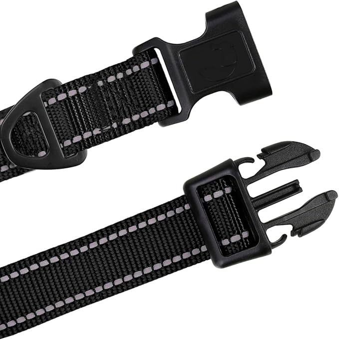 TagME Small Dog Collar, Adjustable Reflective Nylon Pet Collar with Quick Release Buckle for Extra Small Dogs, Black, 5/8" Width