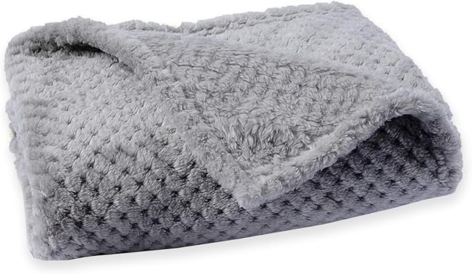 Pet Blanket Warm Soft Dog Blankets Washable Cat Throw Blankets Sofa Bed Couch Furniture Protector Cover for Small Medium Large Dogs Cats, Grey, 16" x 24"