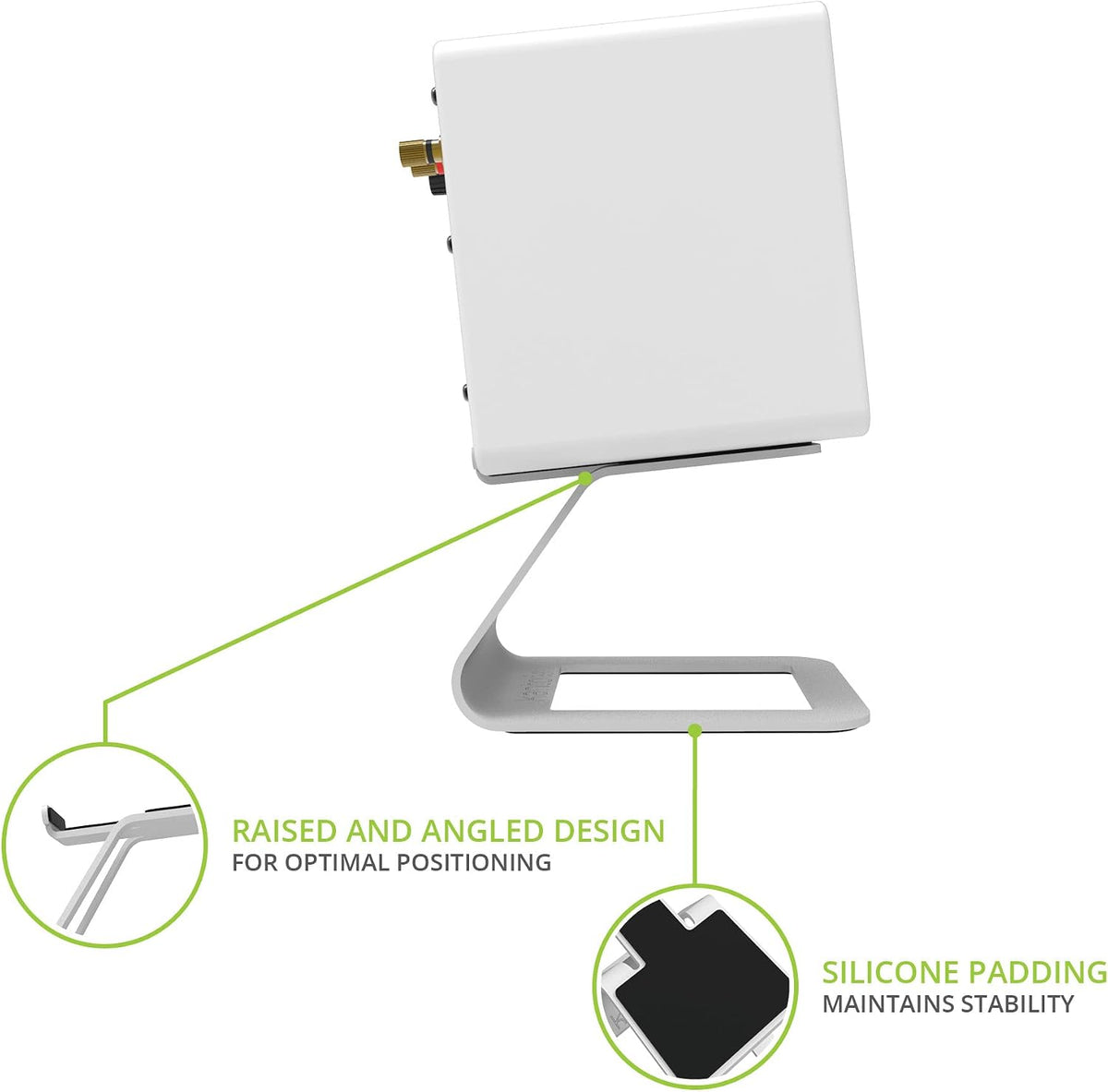 Kanto SE2 Elevated Desktop Speaker Stands for Small Speakers & Compact 2”-3” Studio Monitors | 3.8” Tall | Supports 7.1 lbs | Damping 1.5 mm Silicone Padding | Pair | White