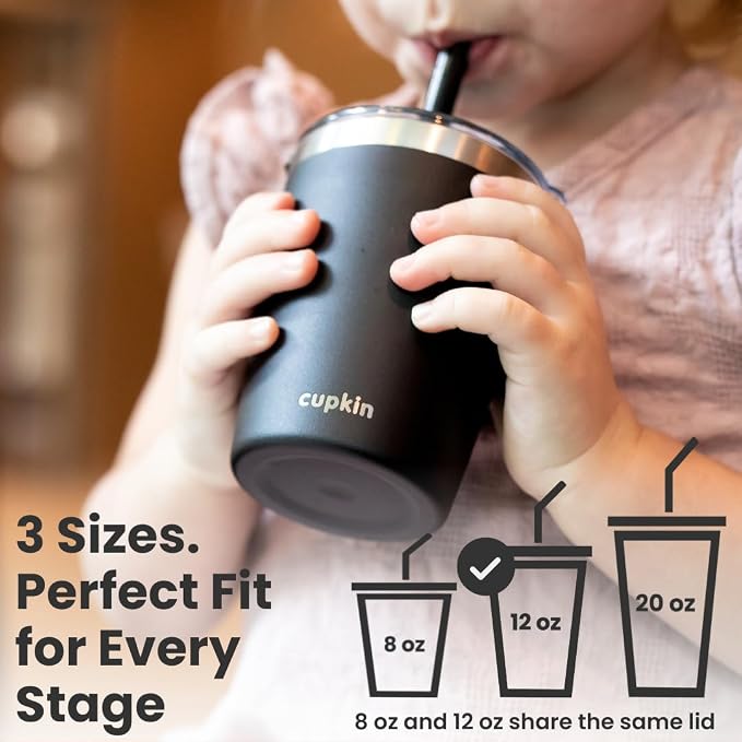 CUPKIN Toddler Tumblers, The Original 12 oz Stackable Stainless Steel Cups