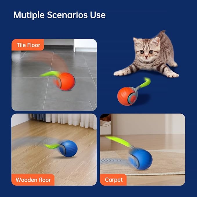 Petgravity Speedy Sprint Ball Toy for Cat Type-C Rechargeable Interactive Cats Toy 2 Set