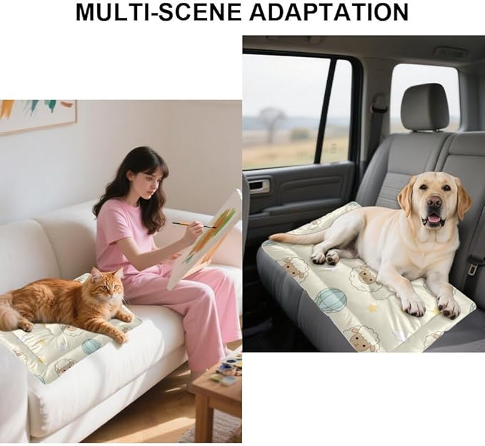 Comfortable Cat Beds with Anti-Slip Bottom, Cute Animals Pet Sofa Dog Sleeping Pad Dog Beds& Furniture Ultra Soft Puppy Mat for Indoor& Outdoor Sofa Cars, Machine Washable 24 X 36 Inch