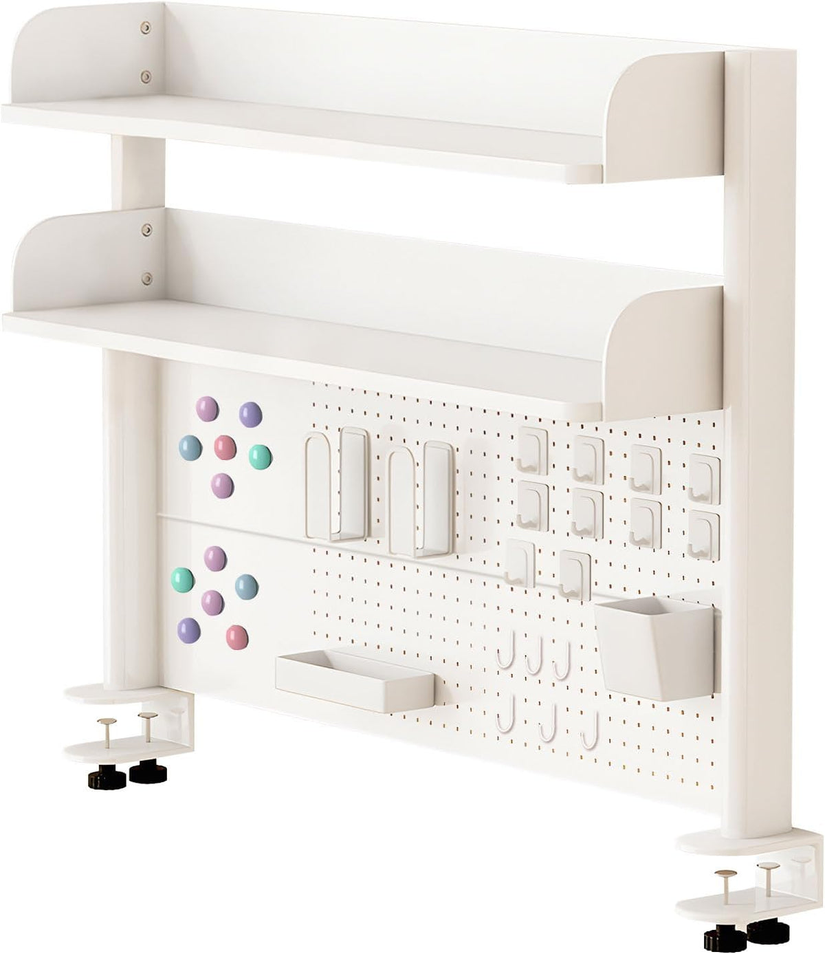 Clamp On Desk Organizer Shelf,Desk Extender Pegboard,White,39.4in