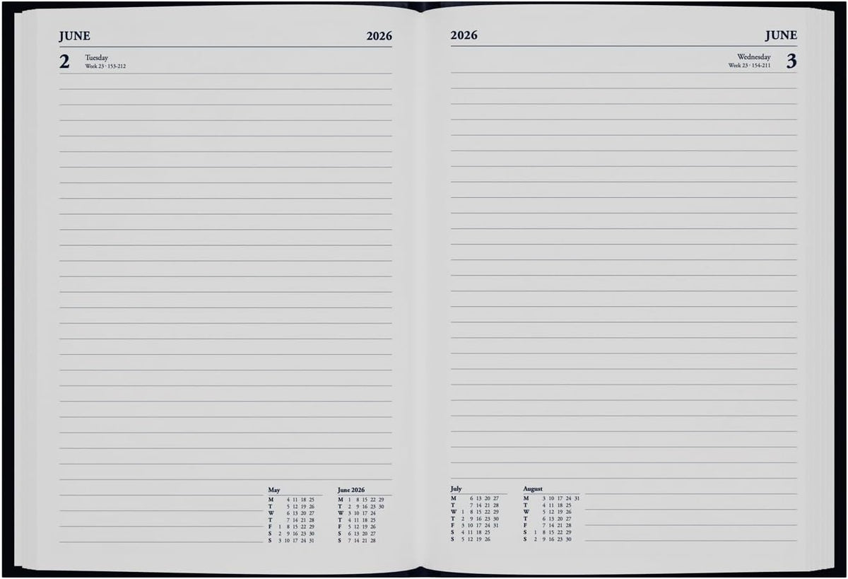 Collins - Desk - 2026 12 Month Calendar Year Planner, Day-To-Page Diary, A5 Hard Cover - Black (52.99-26)