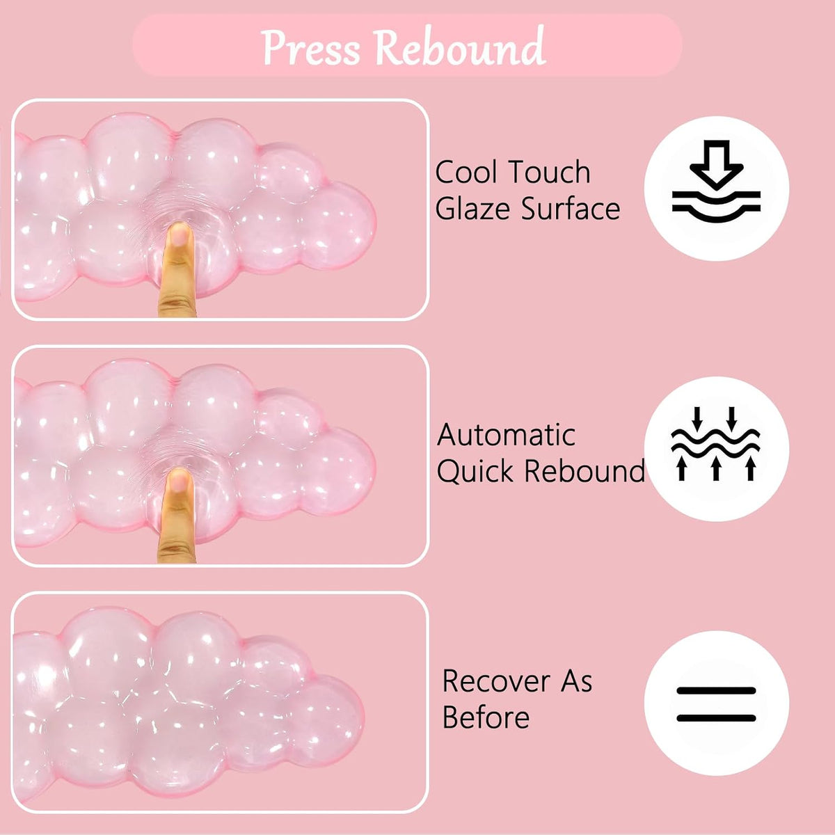 Acrylic Computer Keyboard Stand with Gel Cloud Wrist Rest Keyboard Riser with Comfortable Clear Silicone Mouse Wrist Pad Ergonomic Tilted Transparent Keyboard Holder for Desktop Office Hot Pink