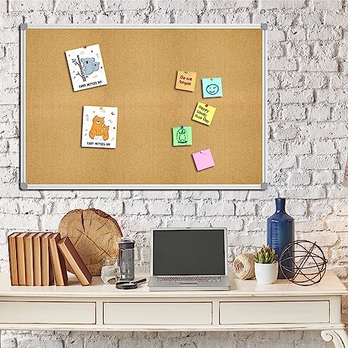 Lockways Cork Board 36" x 24" Bulletin Board, Double Sided Corkboard