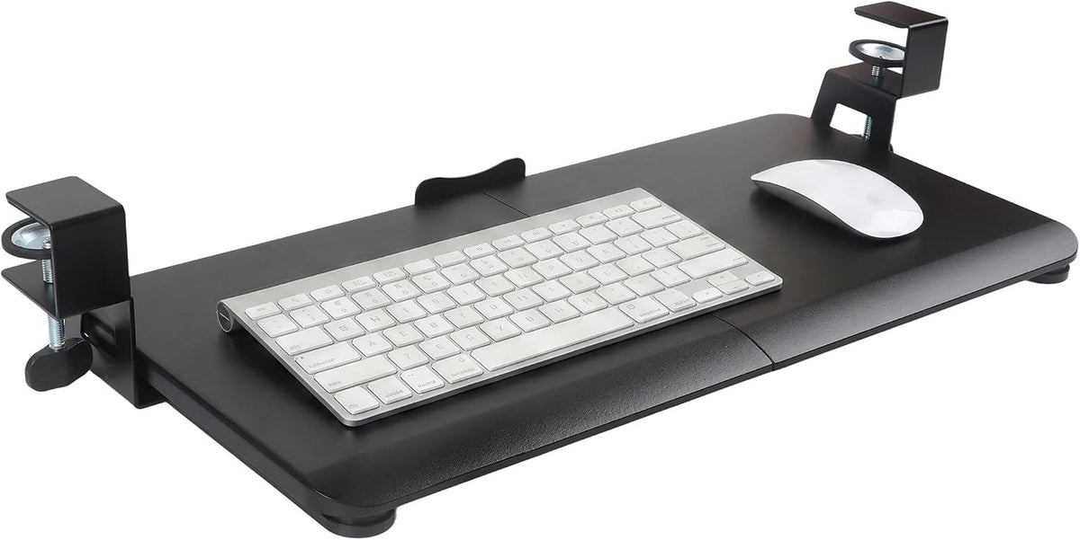 Under‑Desk Clamp Keyboard Tray, 26.77" Slide‑Out Tray, Black