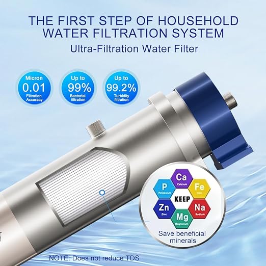 Under Sink Water Filter System Reduces 99% of Contaminants>0.01μm, 4.4GPM/26K