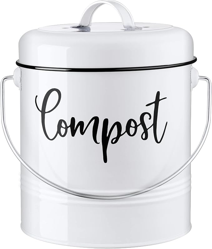 Compost Bin Kitchen, 1.3 Gallon Farmhouse Kitchen Compost Bin Countertop