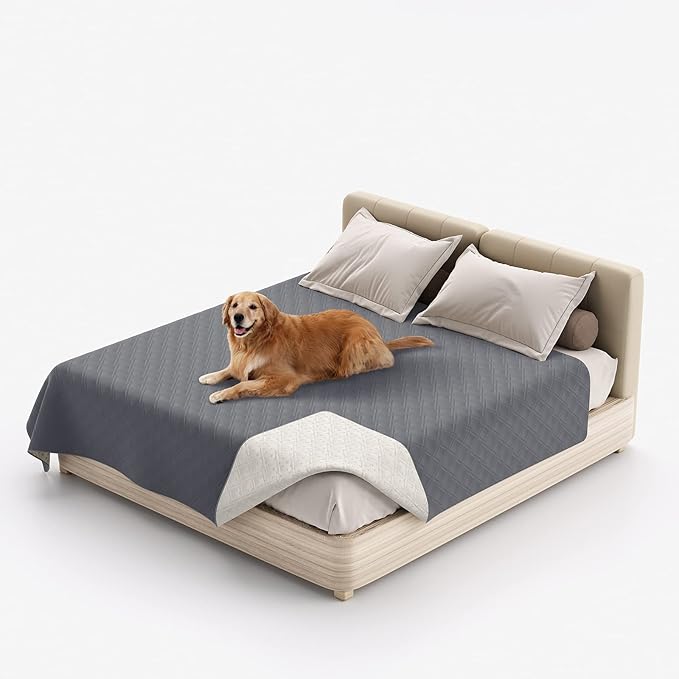 Waterproof Dog Bed Covers for Couch Protection, Water-Resistant Soft Dog Pet Blanket Anti-Slip Dog Blanket for Bed, for Furniture Bed Couch Sofa (Grey,52x82inch)