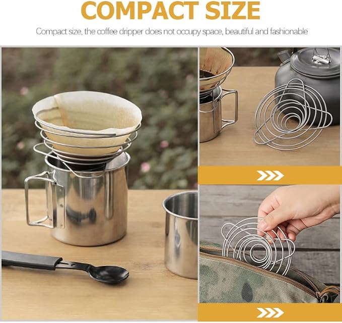 Cabilock Foldable Stainless Steel Coffee Filter Dripper Portable Cone Funnel