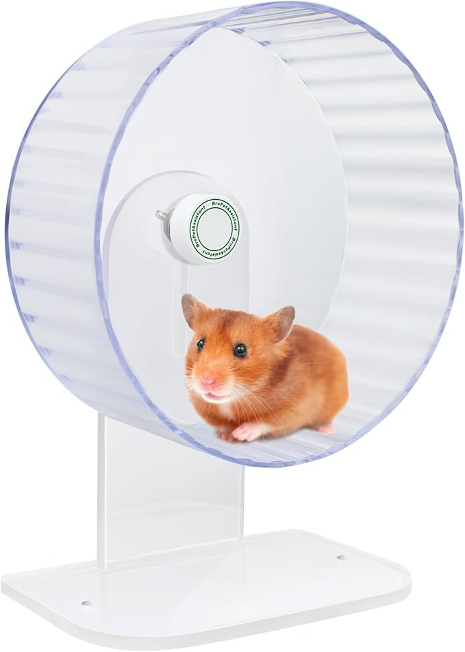 Silent Hamster Wheels - Syrian Hamster Wheel, Hamster Wheel Car, 10.2 Inch Hamster Wheel, Fully Transparent, Height Adjustable, Quiet Wheels for Various Small Animals (Large)