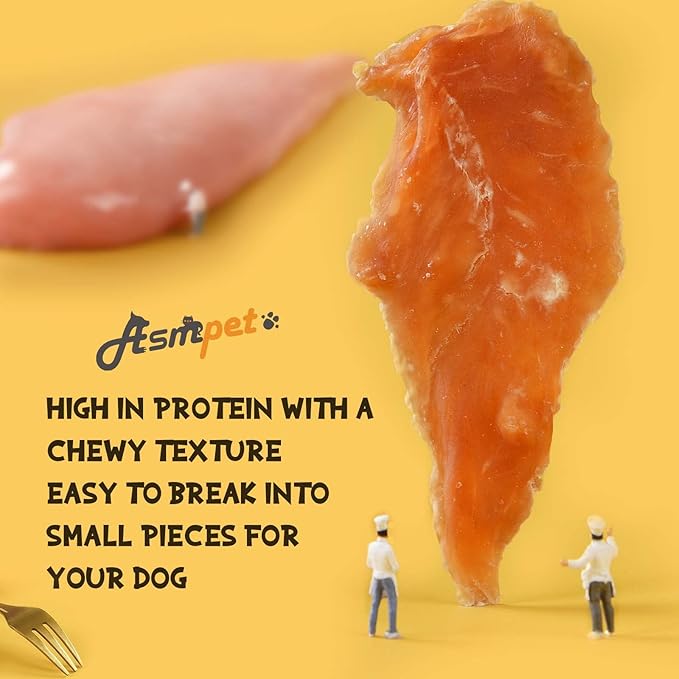 ASMPET Dog Chicken Jerky Treats, Made with 100% Real Chicken Breast, High Protein & Grain Free