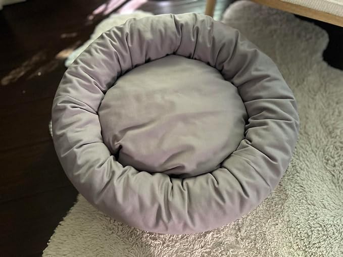 Organic Cotton Canvas Dog Bed: Removable Cover, Natural Fill - Made in USA (Blue Gray, X Large 42" x 8" inches)