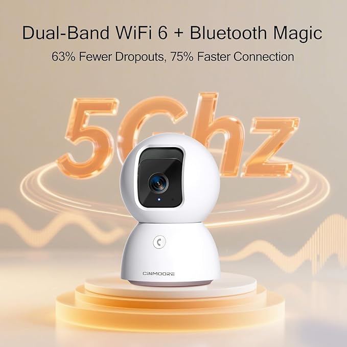 Upgraded 3K Security Camera Indoor, Free Time Lapse, AI Tracking & Face ID, PTZ 5G WiFi Dog/Pet/Baby Monitor Cameras for Home Security, Color Night Vision, Full Duplex 2-Way Talk