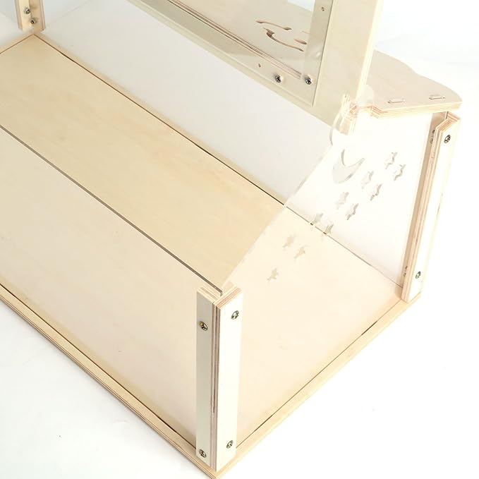 Hamster cage Wooden with Acrylic, Dwarf Hamster cage, Small Animal Habitat with Openable Top, Mouse cage for Guinea Pigs, Chinchillas, Gerbil, Syrian Hamster (24inch)