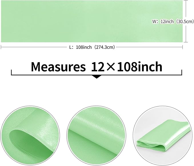 4-Pack Mint Green Satin Table Runner 12 x 108 Inch Long Fuchsia Bright and