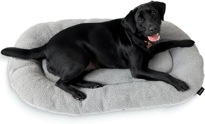 Washable Dog Bed for X‑Large Dogs, Dog Beds Large Sized Dog, Reversible Plush & Oxford Dog Bed for Crates, 3" Thick Cushion Kennel Mat, Machine Washable Non‑Slip Bottom, Fits 48 Inch Crates, Grey