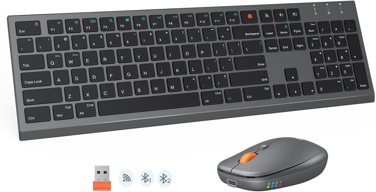 MEETION Rechargeable Bluetooth Keyboard and Mouse Combo, Scissor-Switch