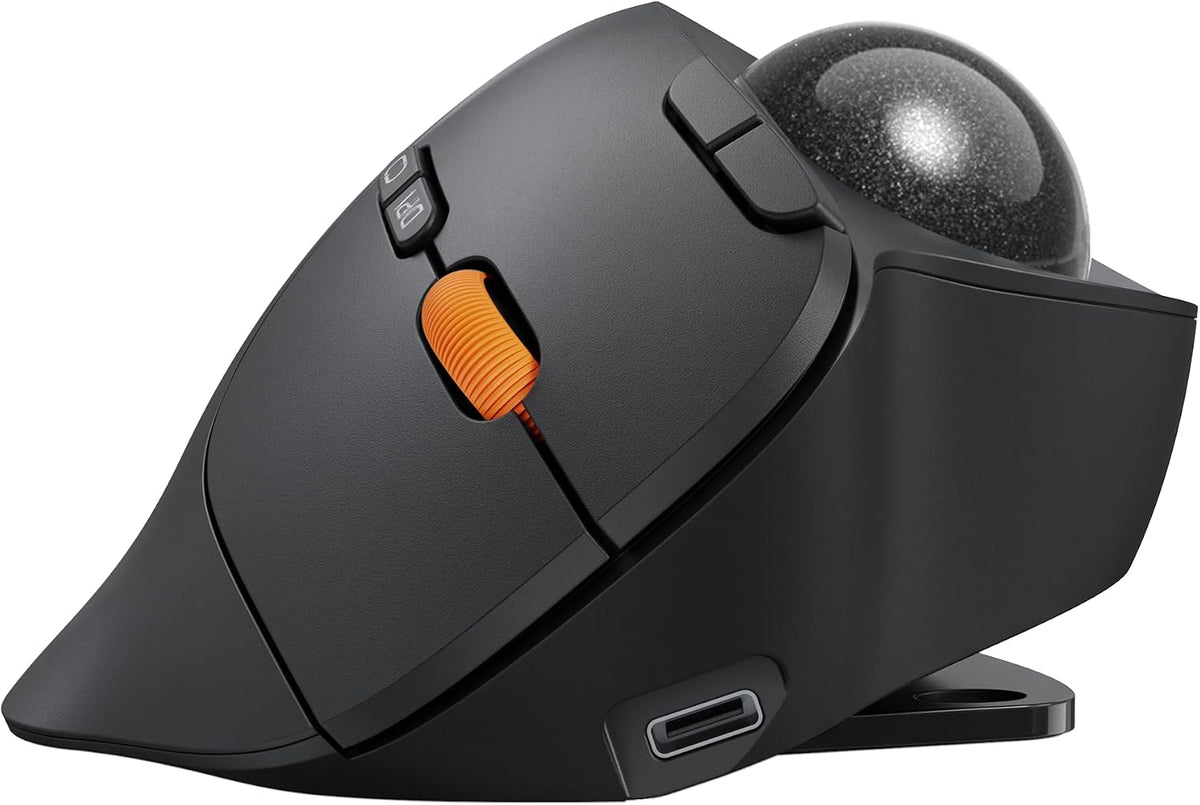 ProtoArc EM02 Wireless Trackball Mouse, 0/15° Adjustable Angle, Gray