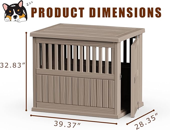 42 Inch Dog Crate Furniture Lockable Dog Kennel Indoor for Large Dogs and Medium Heavy Duty Pet Crate Decorative Pet Cage End Table,Grey