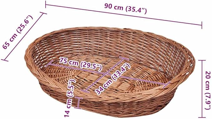 Natural Willow Dog Basket Oval Pet Bed for Small Medium Breeds Lightweight Indoor Outdoor Use Durable Rustic Design Cozy Comfortable Spot