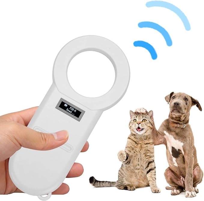 Pet Microchip Scanner with OLED Display, 134.2Khz USB Rechargeable ID Reader - High Frequency ISO Standard Compatible, Portable Lightweight Design for Animal Identification