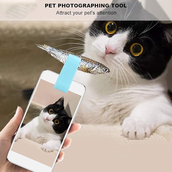 Pet Selfie Clip Silicone Non Toxic Durable Jaw Design Helps Record Beautiful Moments with Pets Universal for Cats and Dogs Blue Pink 5cm 2pcs