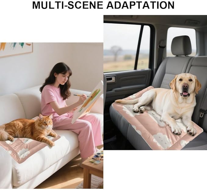 Cute Pink Clouds Dog Beds and Furniture Dog Kennel Mats for Crates Kennel Pads for Crates Washable Medium Crate Bed Washable Non-Slip Bed Crate Mats Pillow Dogs Indoor Outdoor 24X18 Inch
