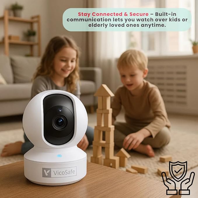 VicoHome CA48 Indoor Security Camera – 3K WiFi Pet & Baby Monitor, 360° Pan/Tilt, Night Vision, Motion Detection, Two-Way Audio, Works with VicoHome App