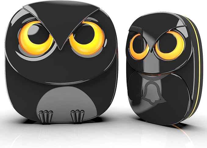 Wireless Doorbell, Cute Owl Doorbell Weatherproof IP55 Outdoor Remote Push