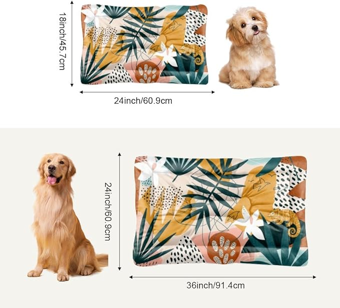 Modern Tropical Colorful Washable Dog Beds for Crates Cage Mat for Dog Crate Kennel Pads Crates Crate Bed Washable Non-Slip Bed Patio Mat Small Indoor Outdoor 24X18 Inch