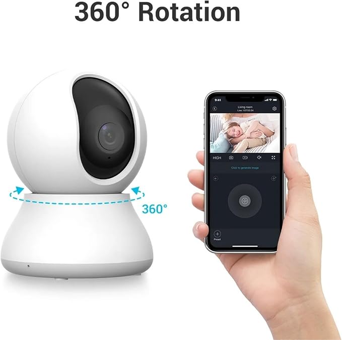 2.4G WiFi Indoor Camera 2K 3MP 360° PTZ Pet Dog IP CCTV Camera with Phone App 2-Way Talk Night Vision for Home Securi(USB)