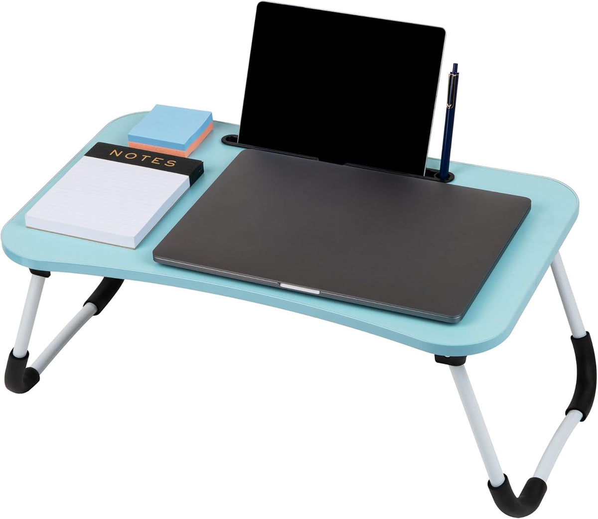 Mind Reader MDF Lap Desk with Folding Legs and Device Slot, Blue