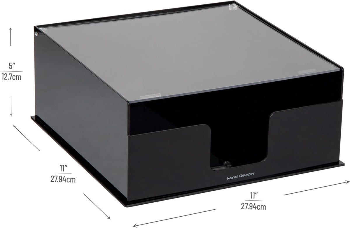 Mind Reader Paper Plate Holder, Covered Dispenser, Dinner Party Essentials, Plate Caddy, Acrylic, 11"L x 11"W x 5"H, Black