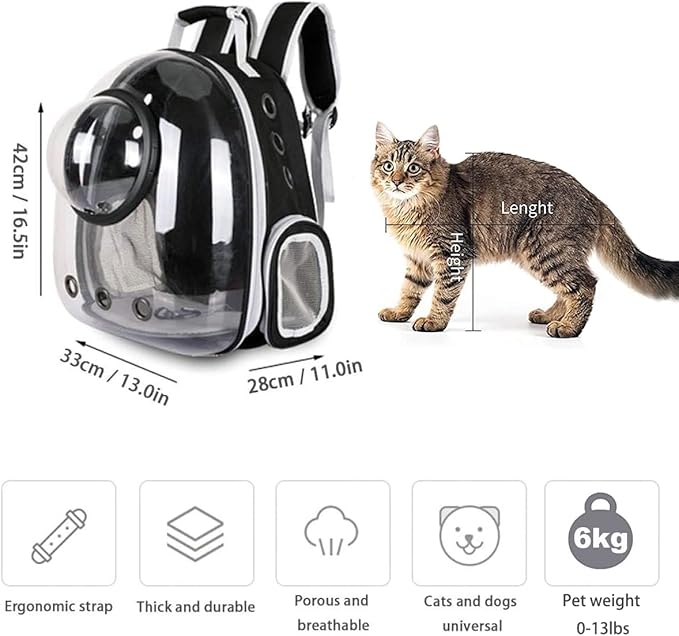 Pet Space Capsule Backpack, Small Medium Cat Puppy Dog Carrier, Transparent Breathable Heat Proof, Pet Carrier for Travel Hiking Walking Camping, Pink
