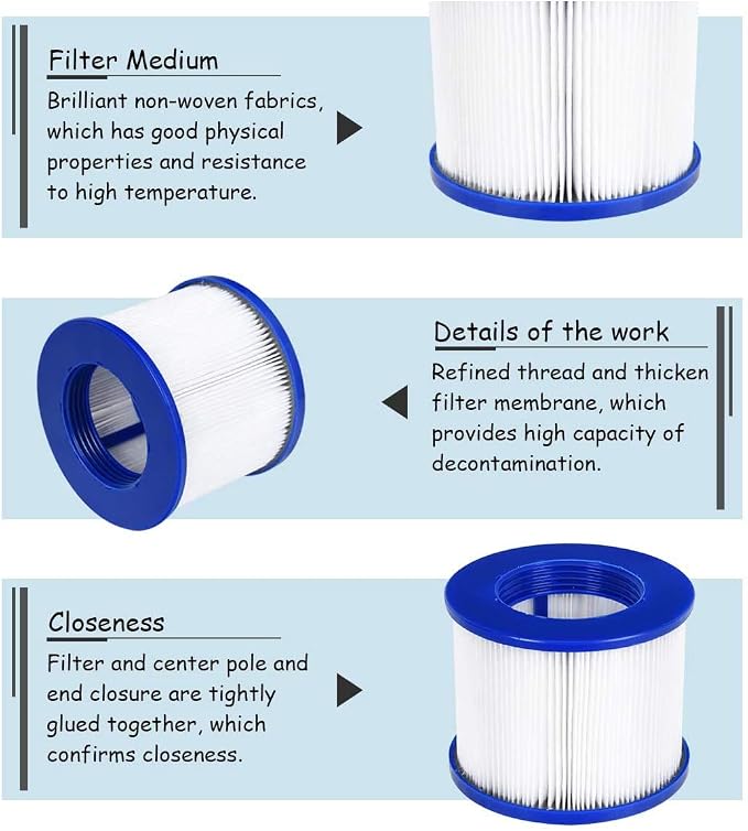 EDOSTORY Hot Tub Filter Replacement Cartridges, Fold White Filter Paper