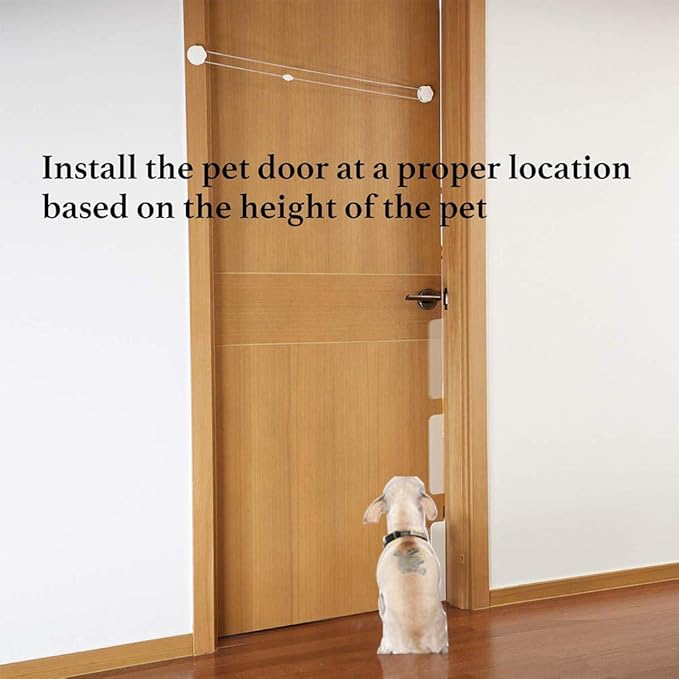 Automatic Pets Door Opener, Automotive Pet Dog Door Private Access Door, Cat Private Handle Pet Door, for Training Pets Dogs Cats Free-Access Entry Exit Room Toilet(White)