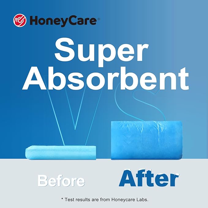 HONEY CARE All-Absorb Dog Pee Pads 28" x 34" (Pack of 7), Ultra Absorbent and Odor Eliminating Dog Puppy Pads for Training, 5-Layer Leak-Proof Pee Pads with Quick-Dry Surface for Potty Training