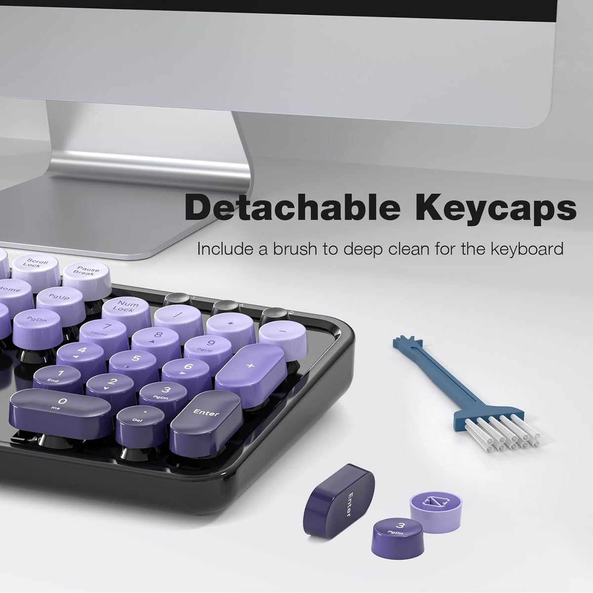 Dilter Wireless Keyboard and Mouse Combo, 104 Keys Full-Sized Typewriter Keyboards, 2.4 GHz USB Receiver Plug and Play for Windows, PC, Laptop, Desktop (Black Purple)