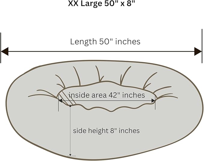 Organic Cotton Canvas Dog Bed: Removable Cover, Natural Fill - Made in USA (Medium Brown, XX Large 50" x 8" inches)