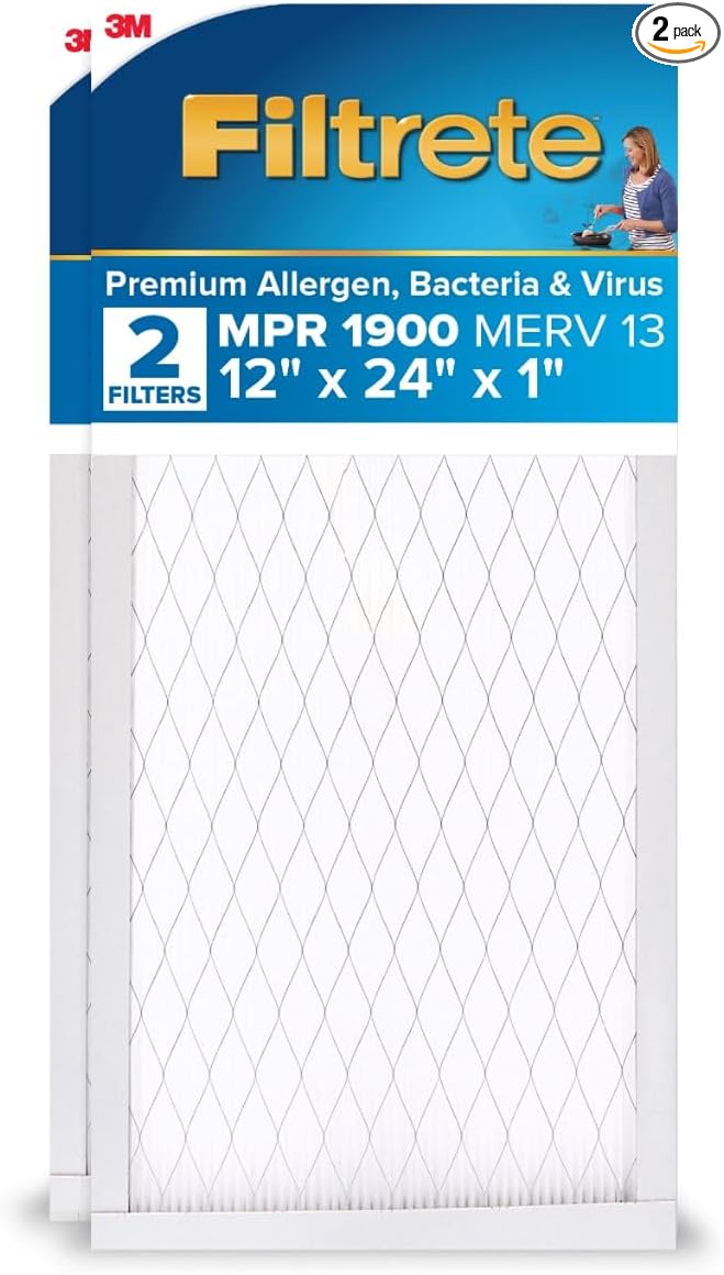 Filtrete 12x24x1 AC Furnace Air Filter, MERV 13, MPR 1900, Premium Allergen