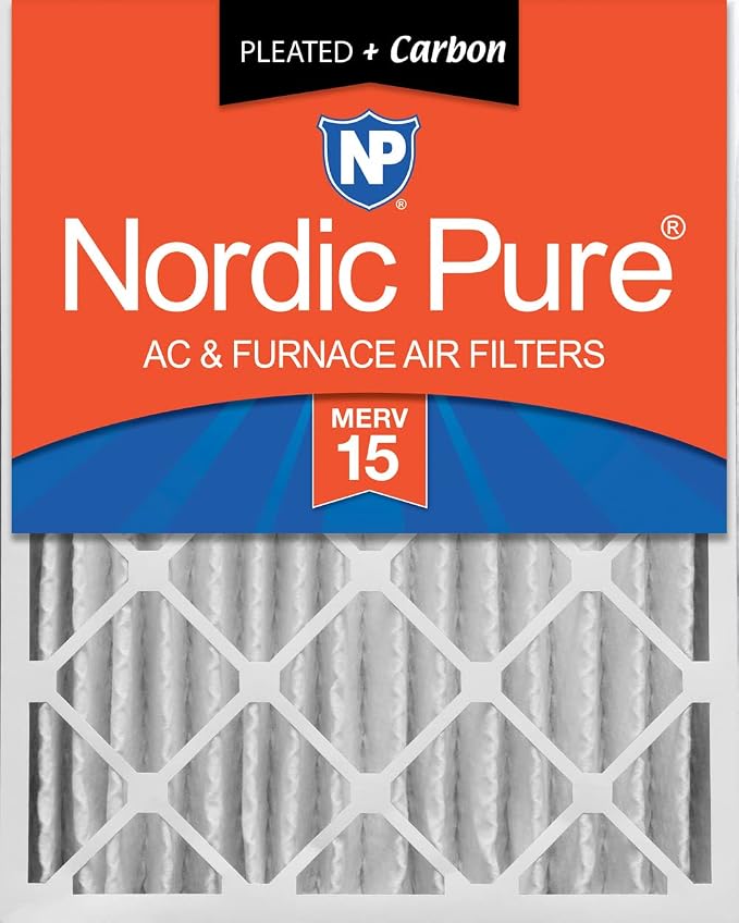 Nordic Pure 20x25x4 Pleated Air Filters MERV 15 Plus Carbon 1 Pack