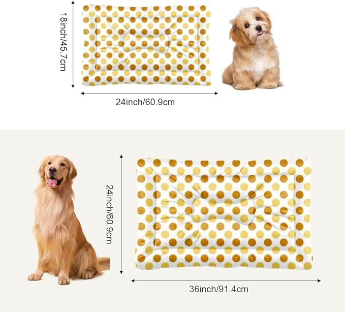 Orange Polka Dot Cute Dog Crate Beds Furniture Dog Crate Mat Pads Washable Bed Washable Non-Slip Beds for Crates Medium Bed for Pet Mat Cushions Indoor Outdoor 36X24 Inch