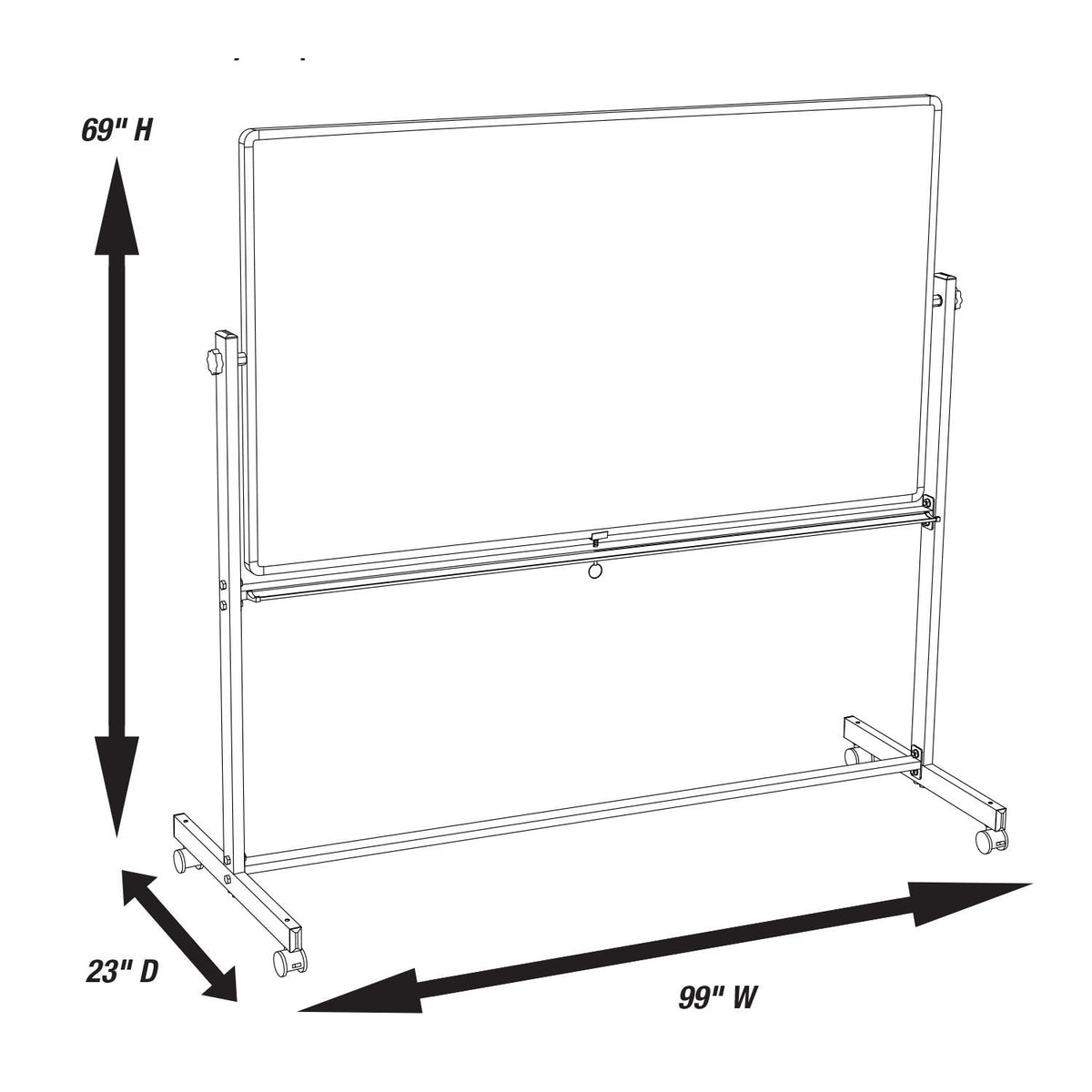 Luxor Mobile Dry Erase Double-Sided Magnetic Whiteboard with Aluminum Frame and Stand - 96"W x 40"H